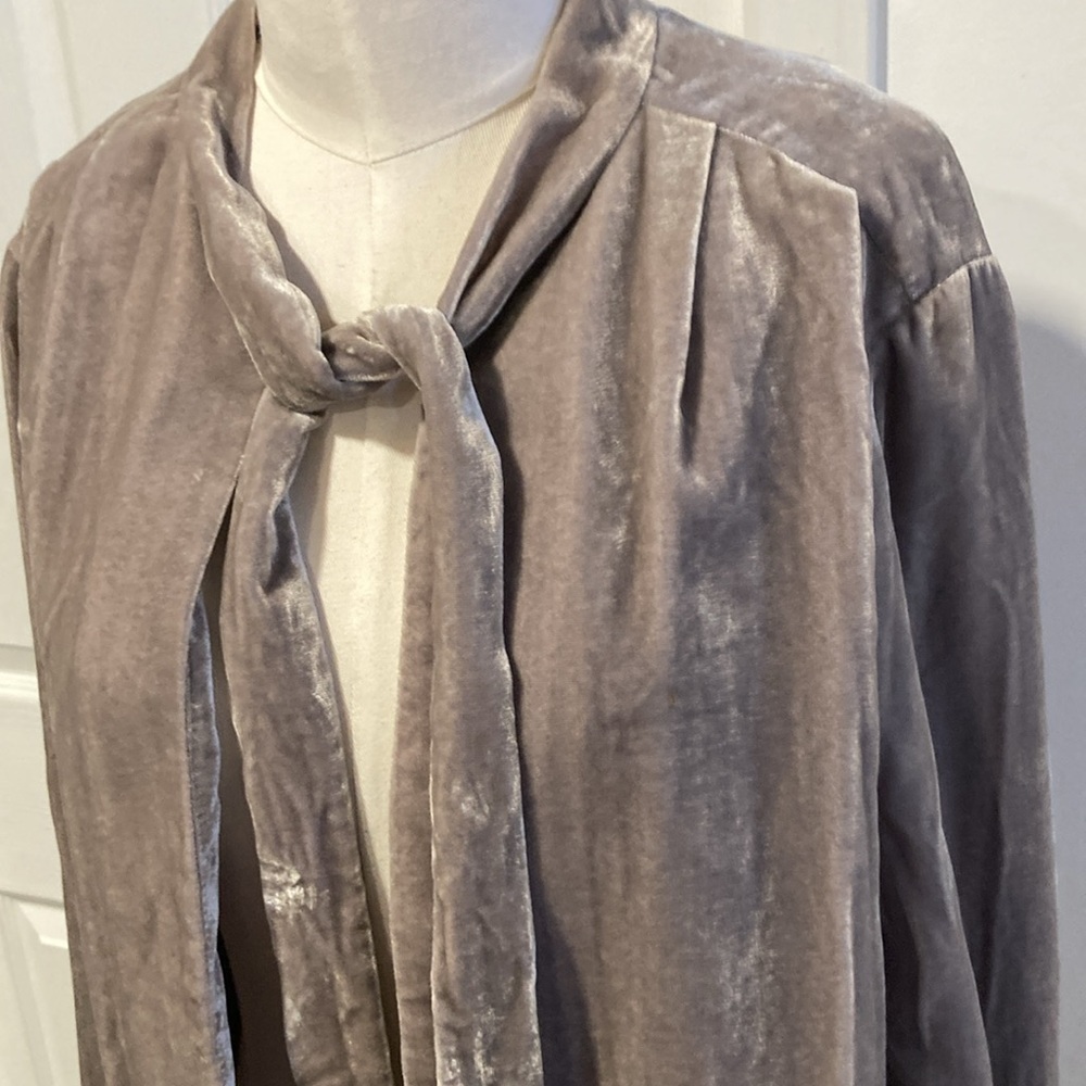 Wayf grey velvet tie front cropped jacket M - Picture 2 of 11